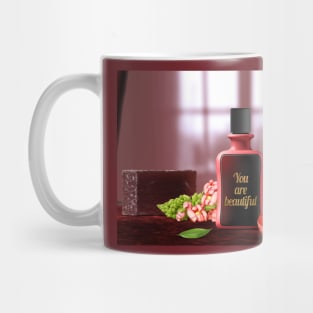 You are beautiful - red / black Mug